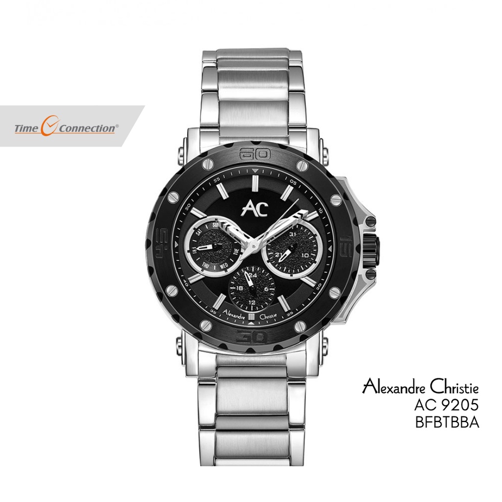 Alexandre Christie AC 9205 BFBTBBA Silver Hitam Original / Jam Tangan Wanita Rantai / AC Collection 