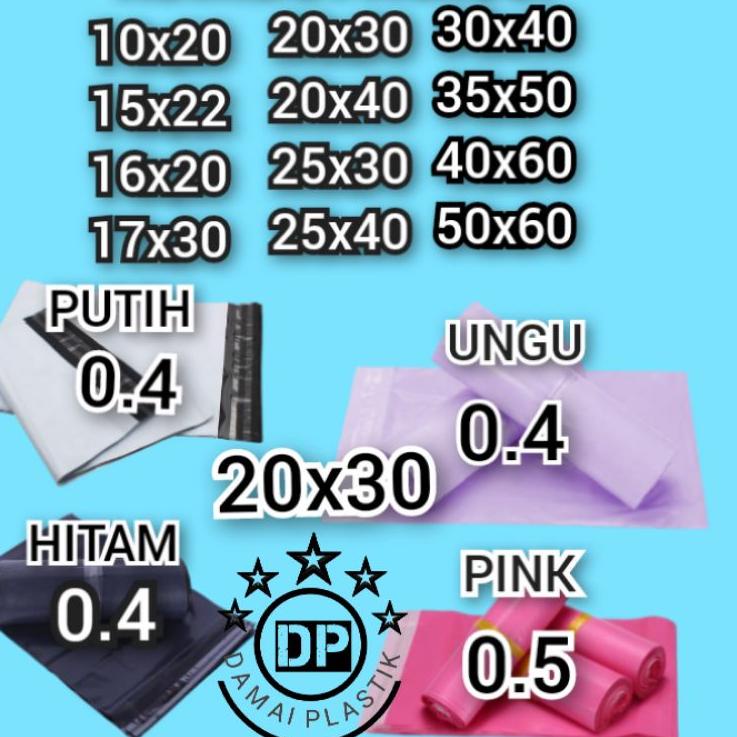 

Super Delivery Kantong Plastik Packing PE 20x30CM Olshop Polymailer Hitam Putih Pink 20x30 Amplop ungu