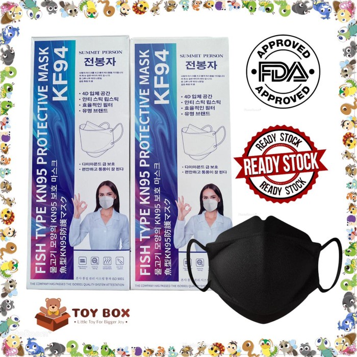 Jual Masker KF94 Hitam 4 Ply 1box isi 20pcs Korean Mask KF 94 BEST