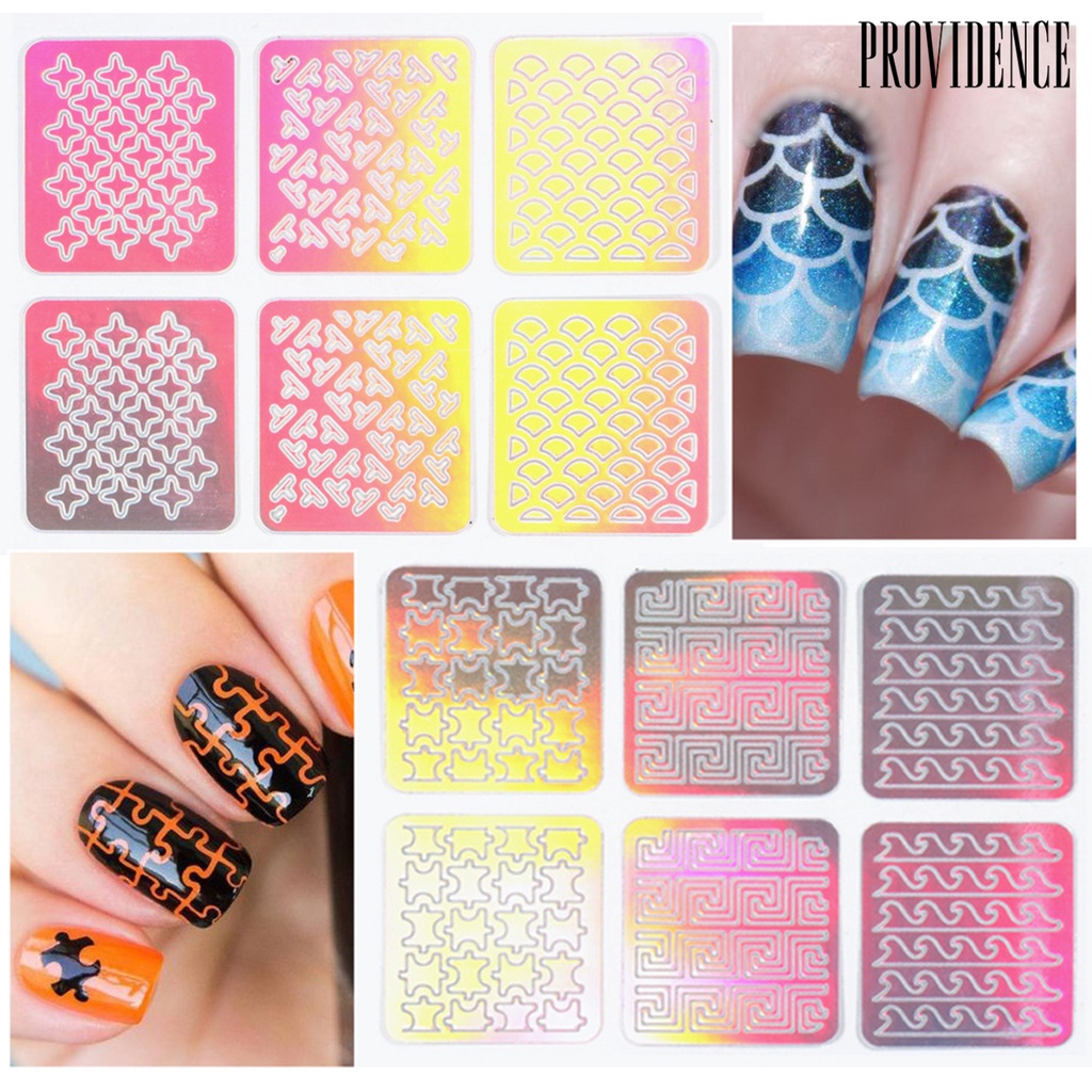 Providence 24Pcs/Set Nail Template Various Patterns Nail Art Making Lightweight Nail Vinyls Irregular Grid Stencil Polish Transfer Tools for Women