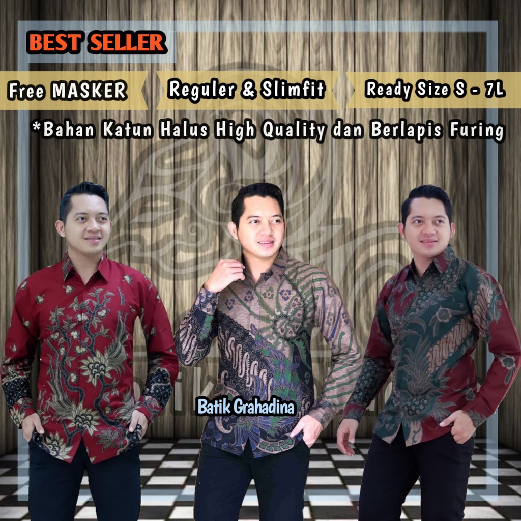 Promo Murah Cod Atasan Batik Kemeja Batik Pria Lengan Panjang Furing | Seragam Batik Keluarga