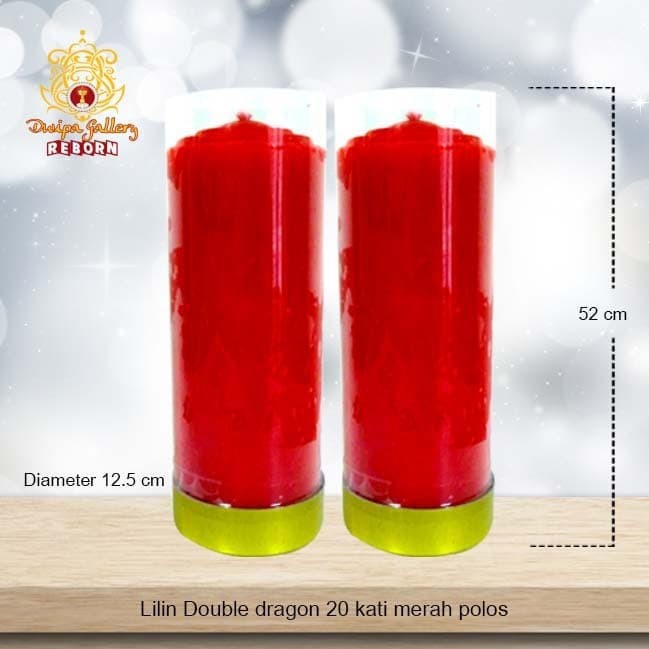 Lilin/Candle Puja Sembahyang Double Dragon 20 Kati Merah Polos