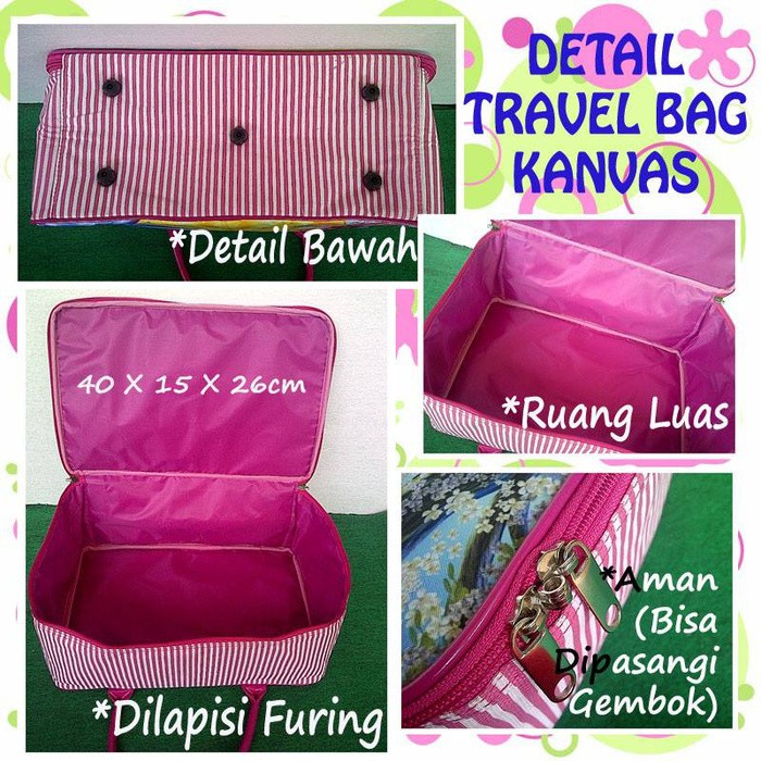 [PA] TRAVEL BAG SUPER KANVAS KARAKTER (TAS KOPER JINJING/TAS RENANG) /HELLO KITTY - UNGU - TA001