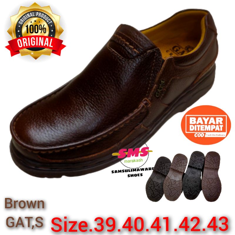 GATS/SEPATU PANTOPEL KULIT ASLI/SEPATU KULIT GATS SLIP ON PRIA/SEPATU GATS ZUU-0005/TERLARIS