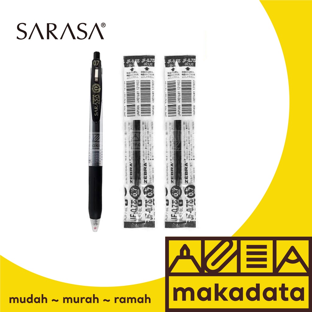 

SET BALLPOINT ZEBRA SARASA 0.7 & 2 REFILL BLACK MURAH