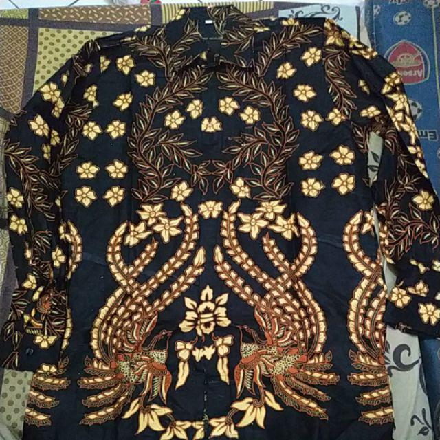 Kemeja Batik Kerja Big Size Jumbo Size Fit Xxl Ld 115 Warna Hitam Putih Casual Formal Kondangan.
