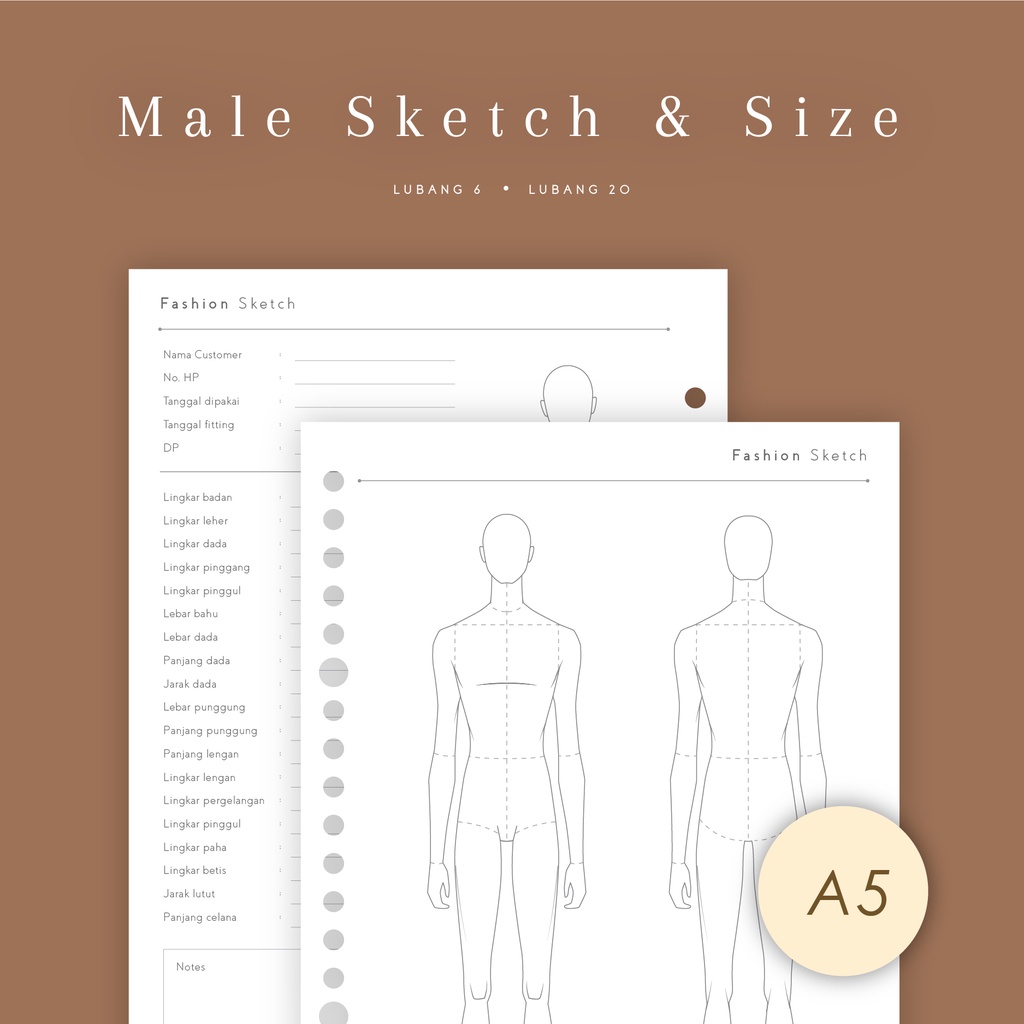 

A5 - Loose Leaf Male Fashion Sketch and Sizing by Notokata - 8022