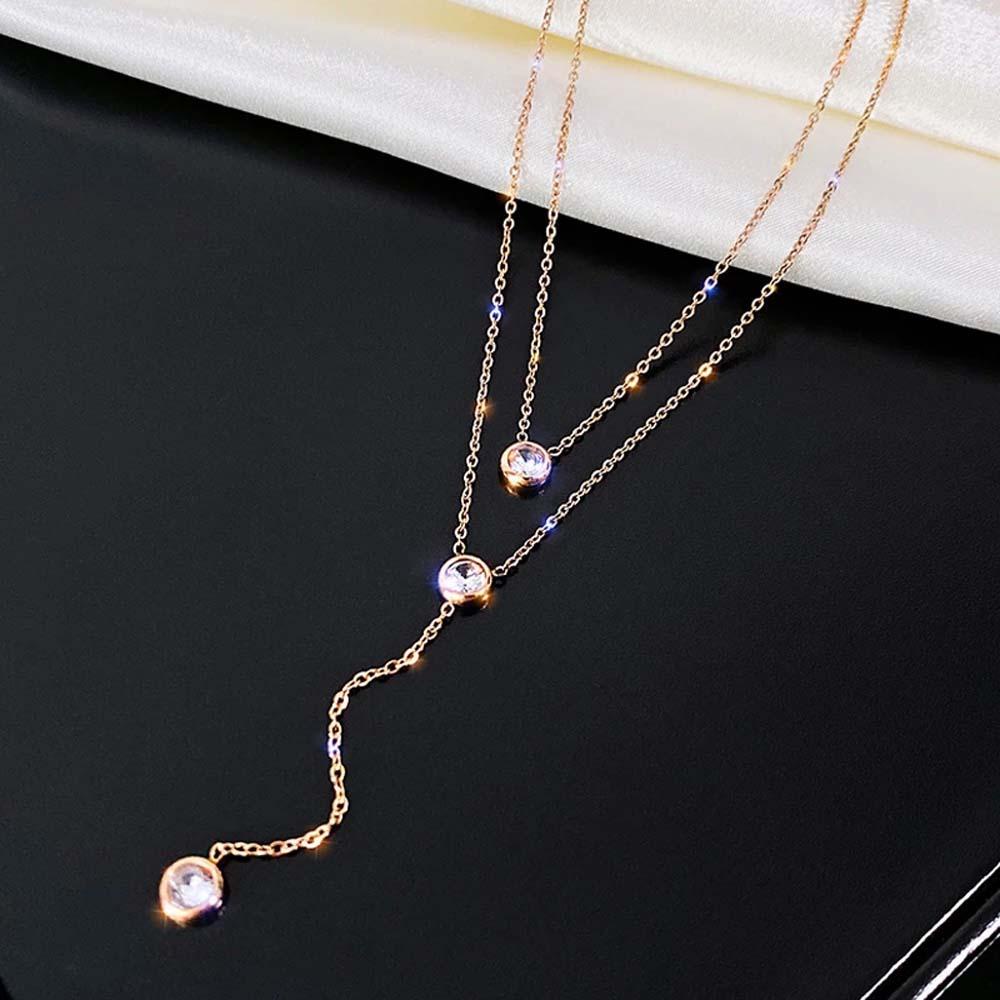 Needway O-Chain Kalung Trendi Sederhana Wanita Gadis Korea Zirkon Perhiasan Fashion