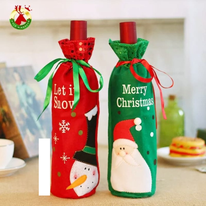 

Sarung Botol Wine Natal Santa Snowman Kado Packing Kantong Hadiah Gift