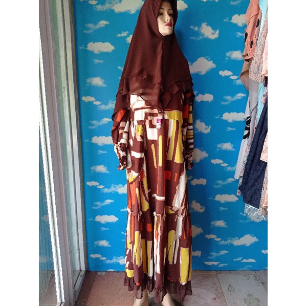Gamis Set Hijab abstrak