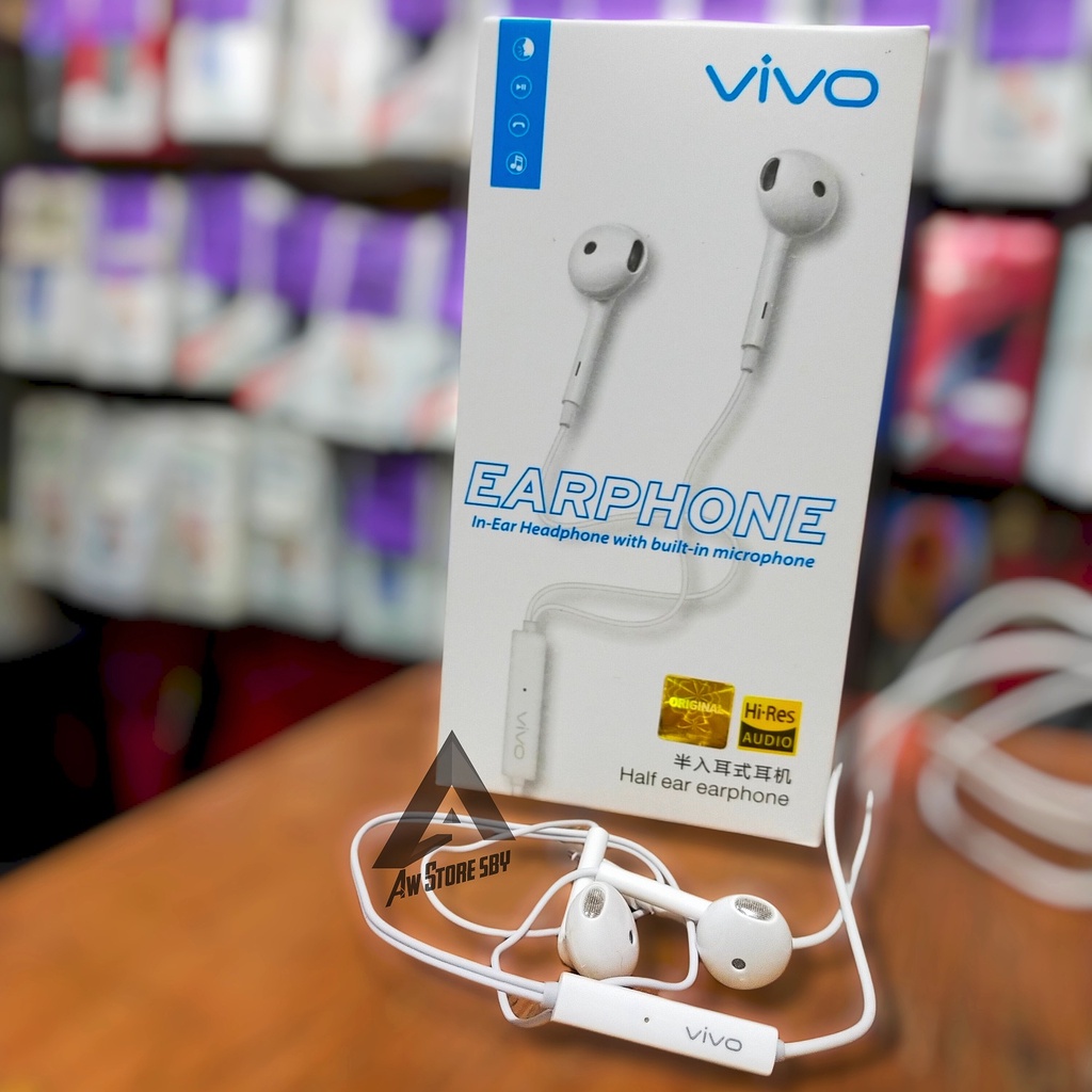 ORIGINAL HEADSET VIVO Hi-Res BASS STEREO EARPHONE VIVO Y51A Y53S Y12S Y20 Y30 Y50 Z1 PRO Y19