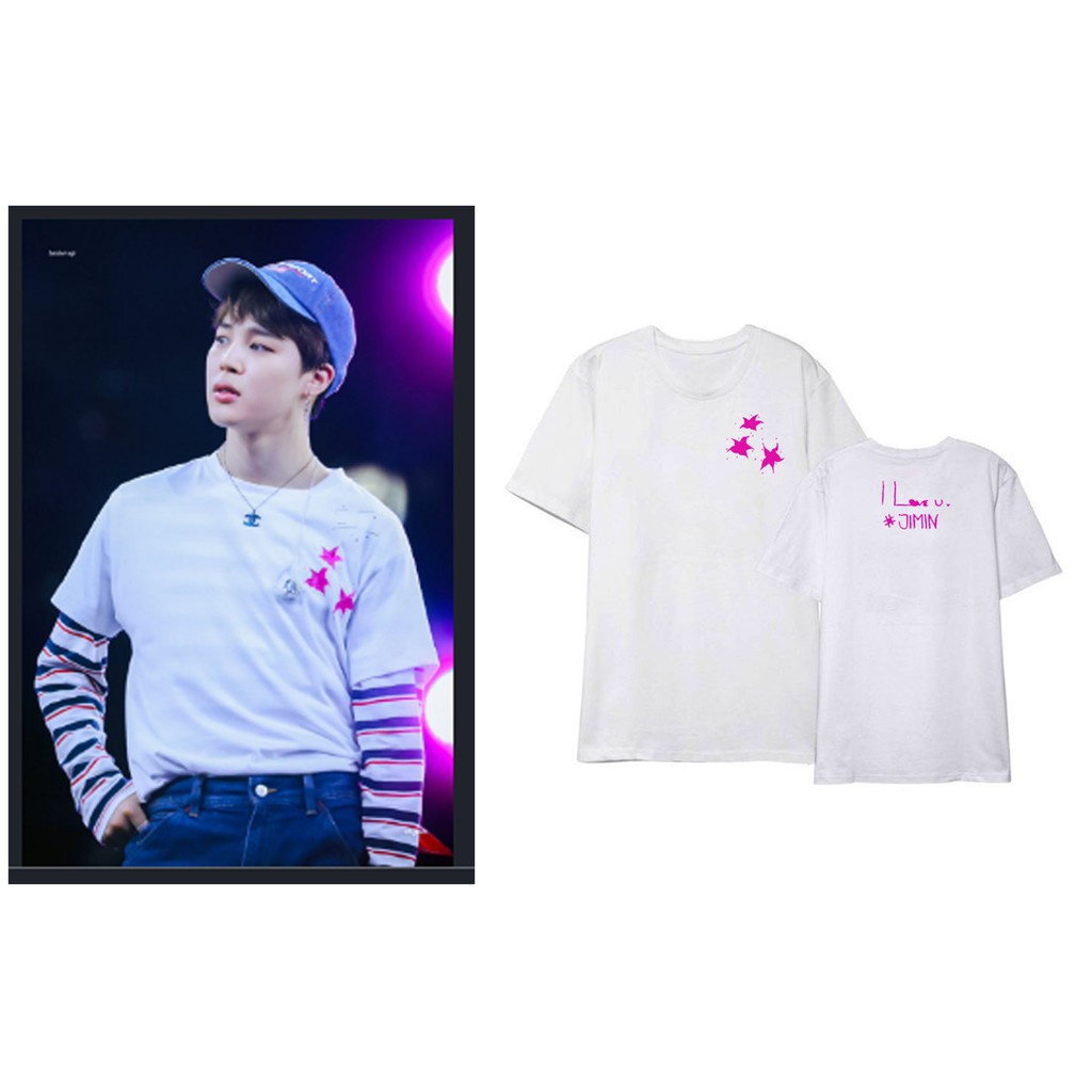 Kaos BTS JIMIN Muster I love you DTF print