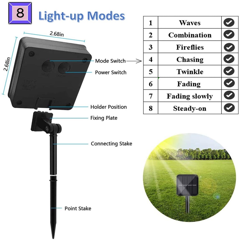 [Readt Stock] Lampu Tumbler 12M/22M Lampu Hias 17 Agustus Kelap Kelip Lilit Pohon Outdoor Lampu Hias Tenaga Surya Sensor Cahaya Otomatis On Off Waterproof