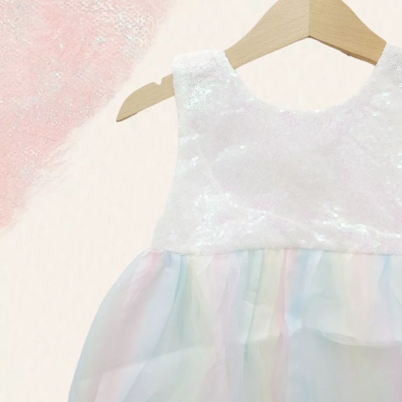 golden heart tutu dress / dress princess anak bayi / gaun pesta baby tile tule pink biru putih-7