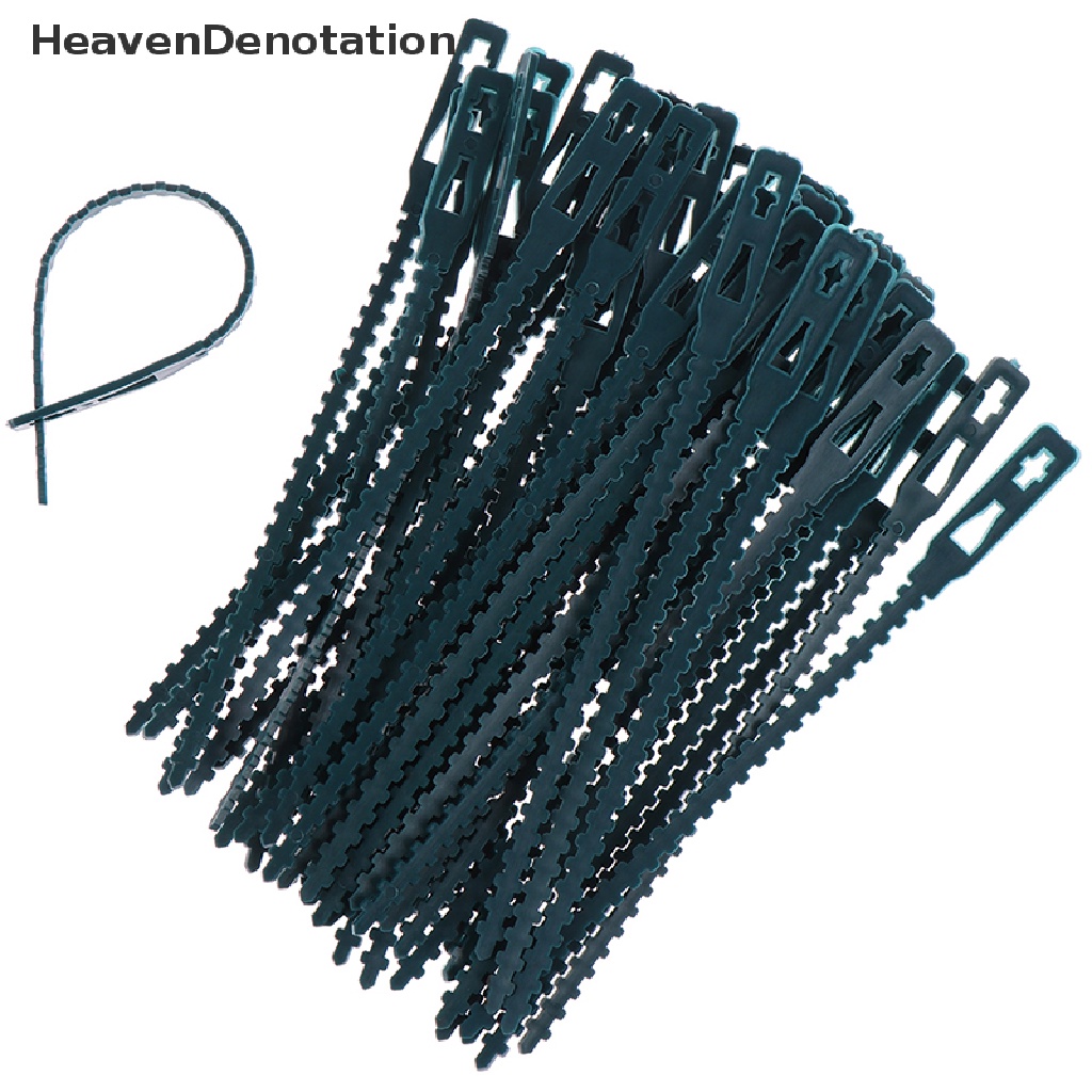 (Heavendenotation) 50pcs / Set Kabel Ties Bahan Plastik Adjustable Reusable Untuk Tanaman Merambat