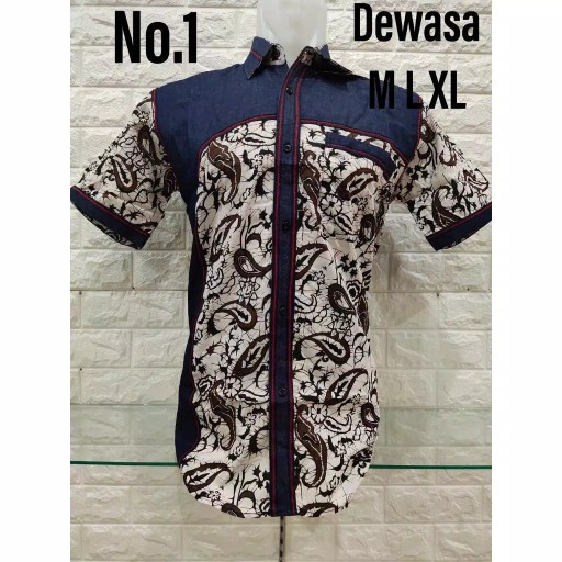 Batik Anak Cowok Kombinasi Jeans Kembaran Anak Ayah