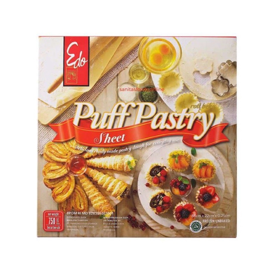 

Edo Puff Pastry Sheet 750 gr / Adonan Baking / Adonan Pastry Siap Pakai / Frozen Food - 750 gr