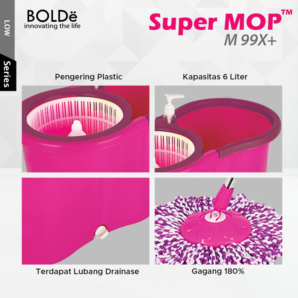 BOLDe Super Mop M99X Alat Pel Lantai BONUS Refill Kain Pel Microfiber