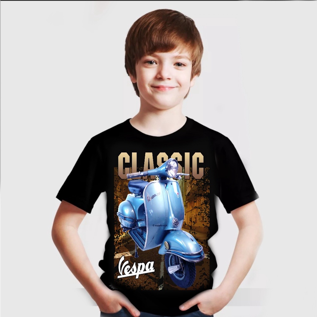 Kaos anak laki-laki vespa biru / kaos anak tanggung / shalch trendy