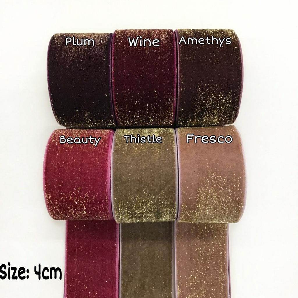 1 YARD - 3.8 CM PITA BLUDRU GLITER HALUS| VELVET GLITER (1 1/2&quot;)