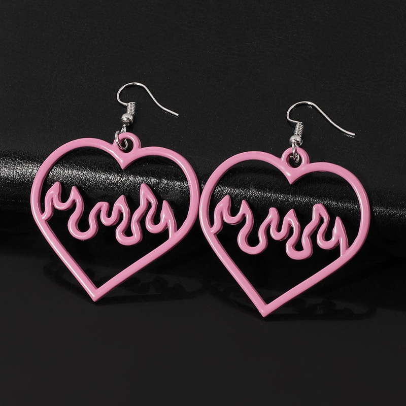 Siy Anting Tusuk Gantung Bahan Akrilik Desain Hati Warna Hitampink Gaya Punk Untuk Wanita