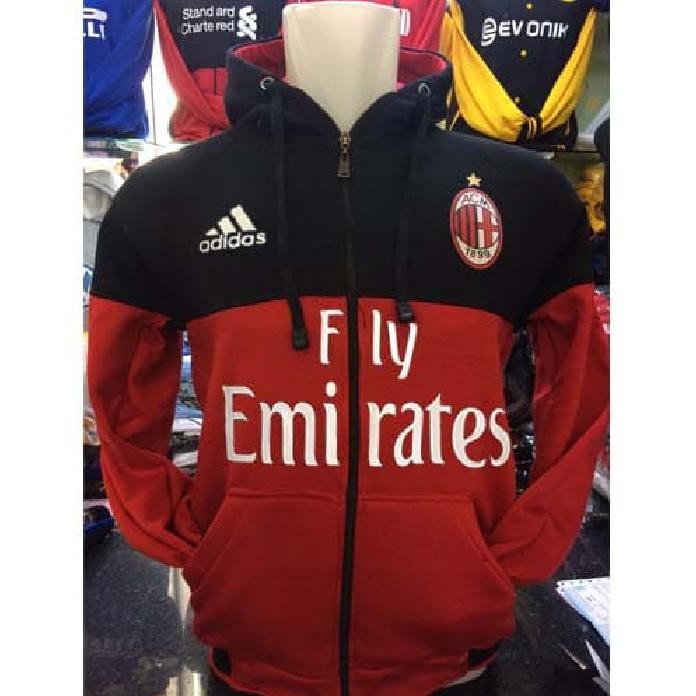 Jaket Hoodie Bola Ac Milan K-421R Raglan Zipper Milianisti Curva Sud