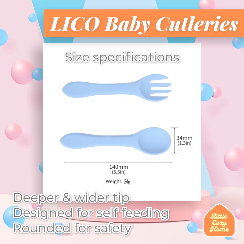 Silicone Baby Cutleries/Alat Makan Bayi Silikon/Sendok Garpu Bayi/Alat Makan Mpasi/BPA Free