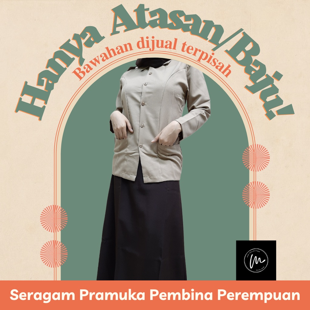 Baju/HANYA Atasan seragam Pramuka PEMBINA (khusus Perempuan) - Lengan PANJANG, Bahan KATRINA brand S