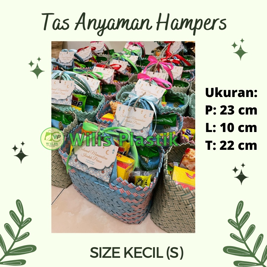 Tas Anyaman Plastik Murah Keranjang Belanja Tas Bingkisan Hampers Kecil (S) untuk Souvenir Parcel Snack Muat Thinwall Toples Kaleng Roti