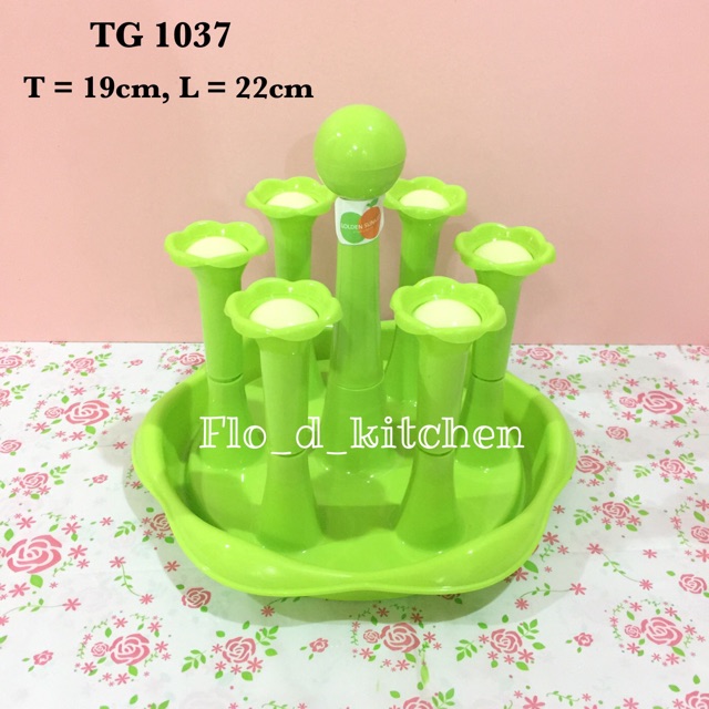 Tempat Gelas Bulat isi 6pc TG1037 Hijau