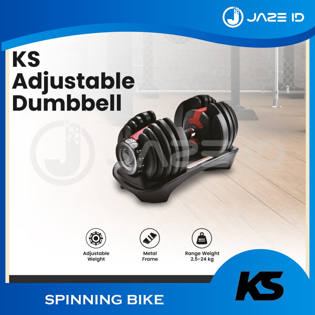 KS Adjustable Dumbbell Alat Fitness Barbel Dumbel 24 kg Alt Kingsmith