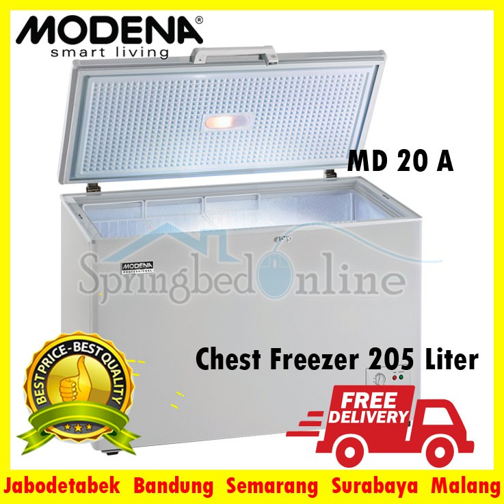 Modena MD-20 A Chest Freezer 205 Liter Abu-Abu Harga Pabrik