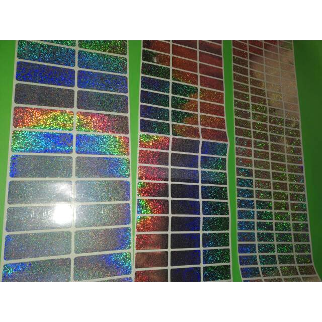 

Polos Silver gliter Hologram Stiker label nama waterproof anti air murah