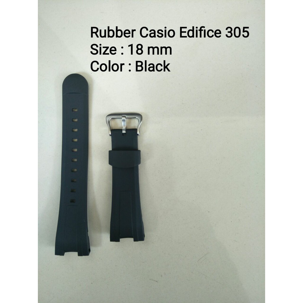 AKSESORIS RUBBER / TALI KARET JAM TANGAN CASIO EDIFICE 305 BLACK ORIGINAL