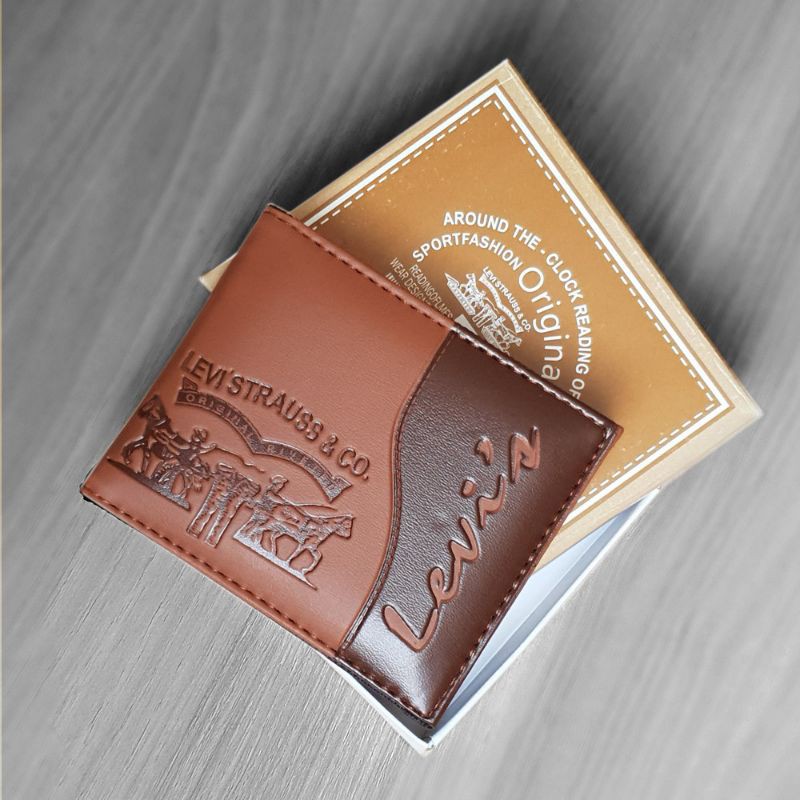 Dompet Pria Fashion Style Retro 2019 Dompet Kulit Sintetis Import Dompet Kartu Bifold Lipat + Box (M