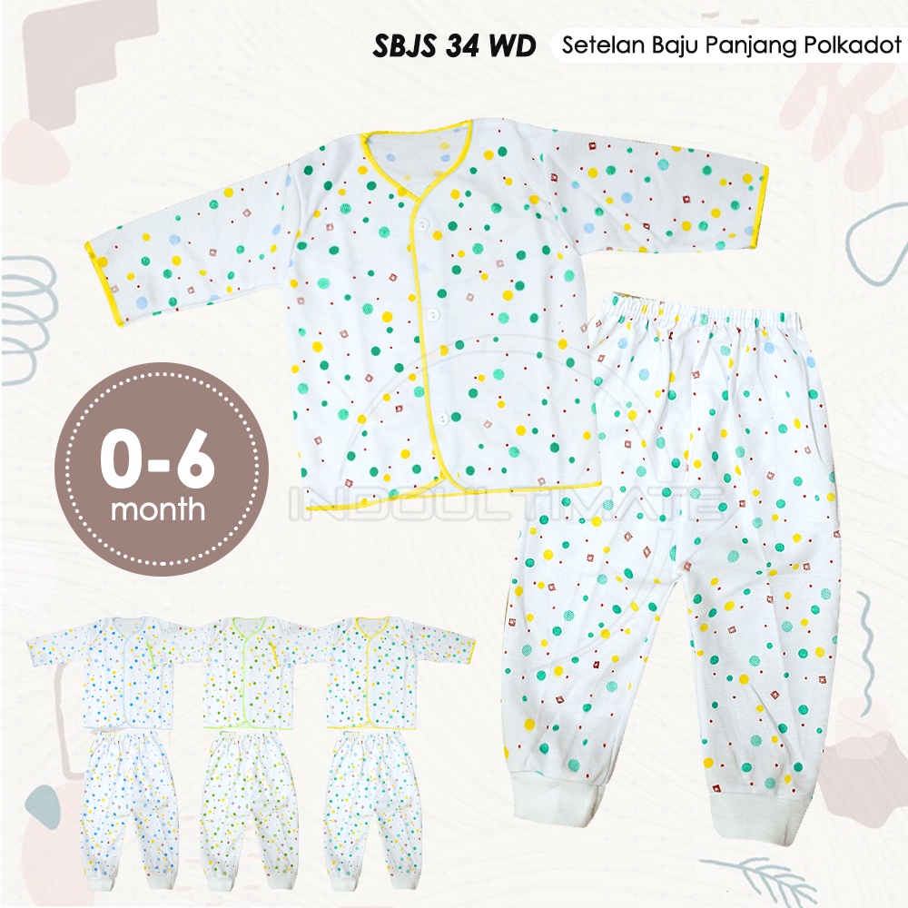 Setelan Baju Bayi + Celana Bayi Newborn Baru Lahir Motif POLKADOT  (0-6 Bulan) SBJS-33WD Celana Panjang Bayi Celana Pendek Bayi Baju Lengan Panjang Bayi Baju Lengan Pendek Bayi Kaos Pakaian Bayi SBJS-34WD