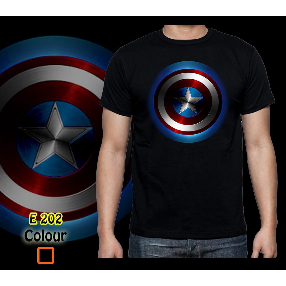 Kaos Pria Big Size Captain America Biru Baju Atasan Superhero Tshirt Jumbo XXXL Rhymes Import