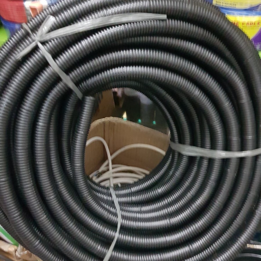 Flexible Pipa Conduit 20MM Selang Listrik HITAM / PUTIH Selang Pembuangan AC Per Meter