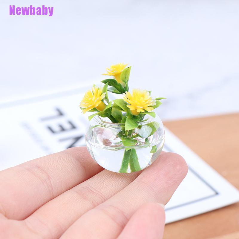 (Newbaby) Miniatur Pot Bunga Hidroponik Skala 1: 12 Untuk Rumah Boneka