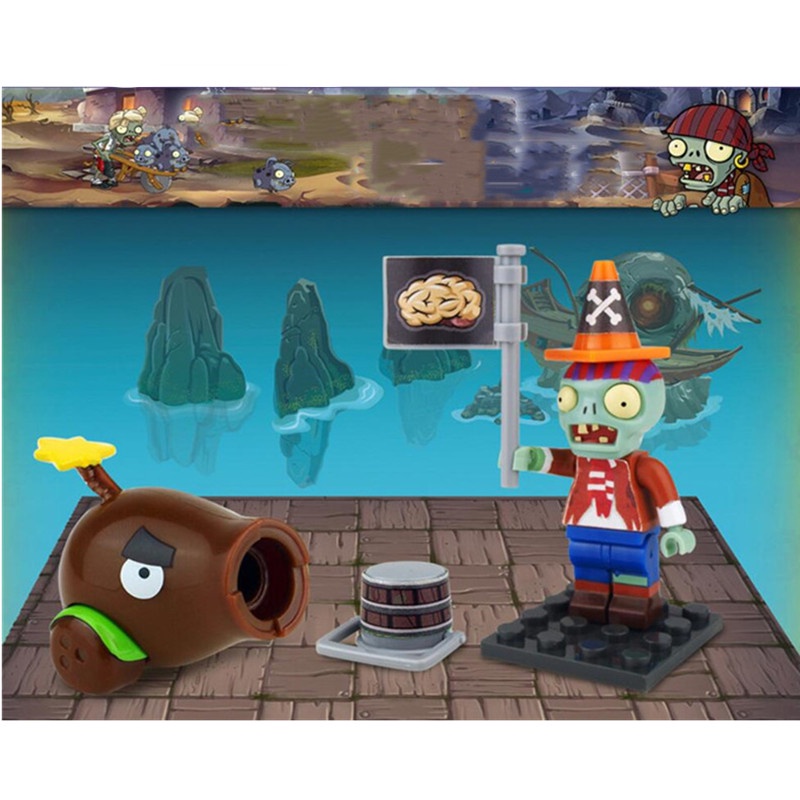 1pc Mainan Balok Bangunsusun Model Bentuk Plant vs Zombies Bahan ABS Untuk Edukasi Dini Bayi