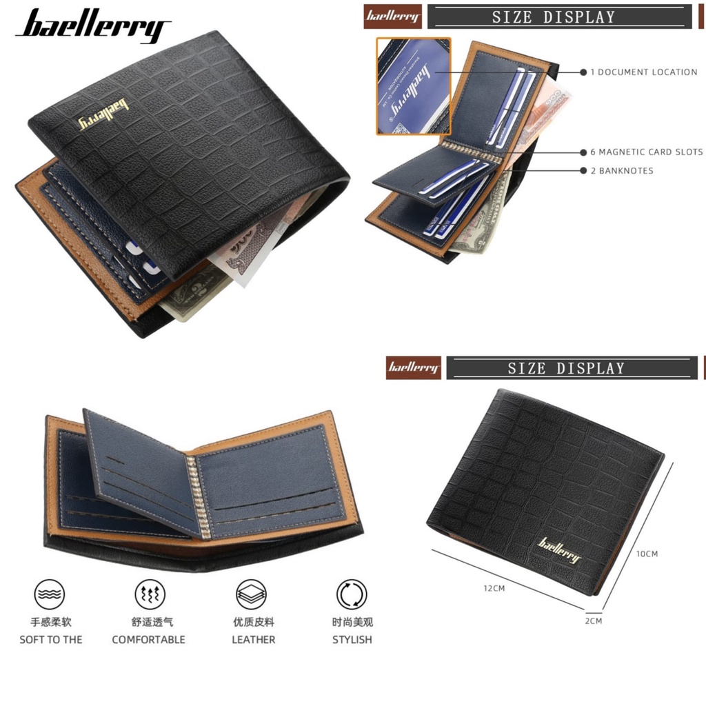 DOMPET LIPAT PRIA BAELLERRY KULIT HITAM ORTEO WA582B5 ORIGINAL SLOT KARTU KECIL COWOK KEREN PENDEK SIMPLE BRANDED DISTRO REMAJA LAKI KEKINIAN POLOS