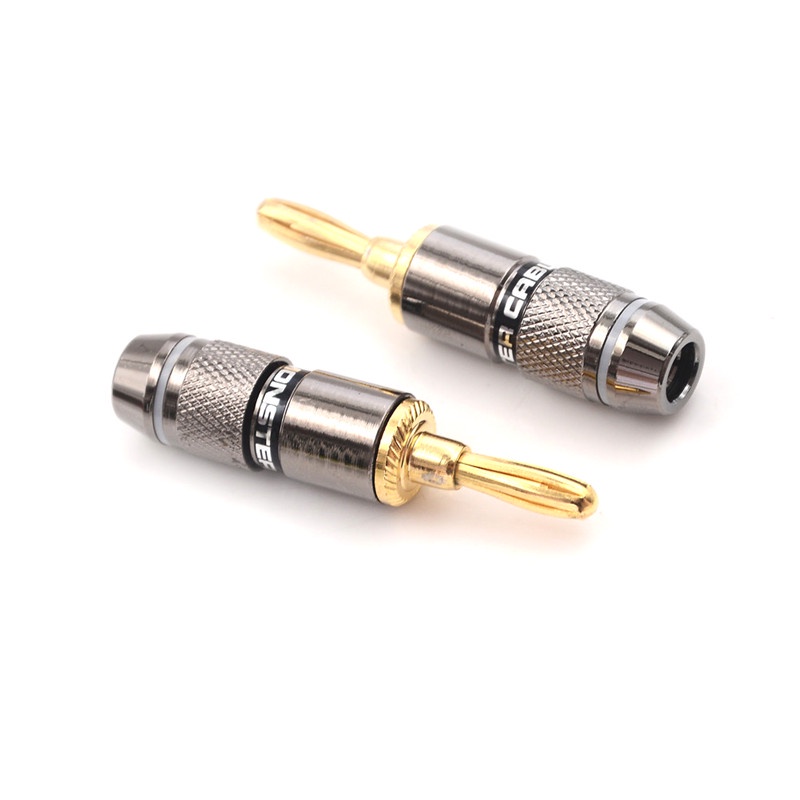 {LUCKID}4pcs Gold Plated BFA 4mm Banana Plug Male Speaker Connector Adapter