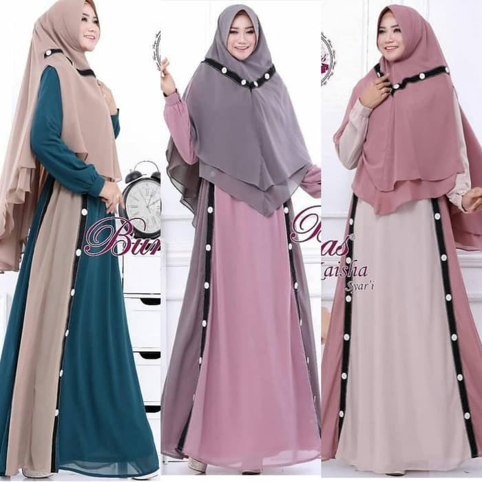 pakaian Gaun muslim ibu islami IKN gaza baju muslim syari murah set gamis busui plus jilbab hijaber
