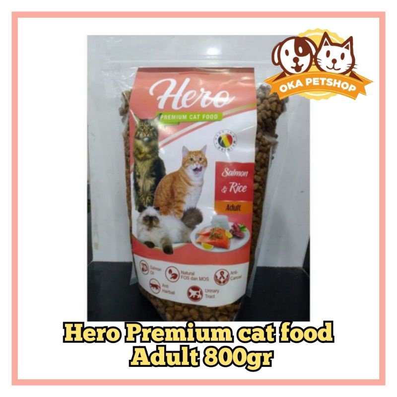 HERO PREMIUM CAT FOOD SALMON &amp; RICE ADULT 800GR /SETARADENGANMEOWHISKAS