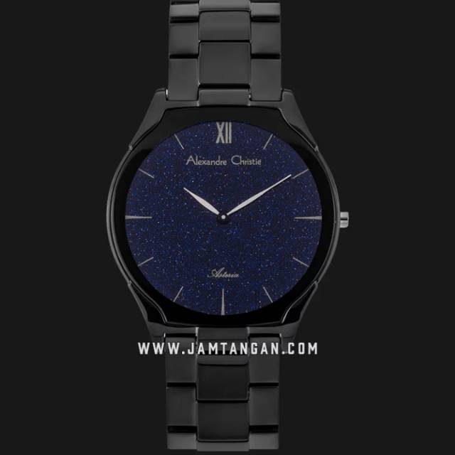 Alexandre Christie AC 8602 MH BIPBA Men Black Glitter Dial Black Stainless Steel Strap