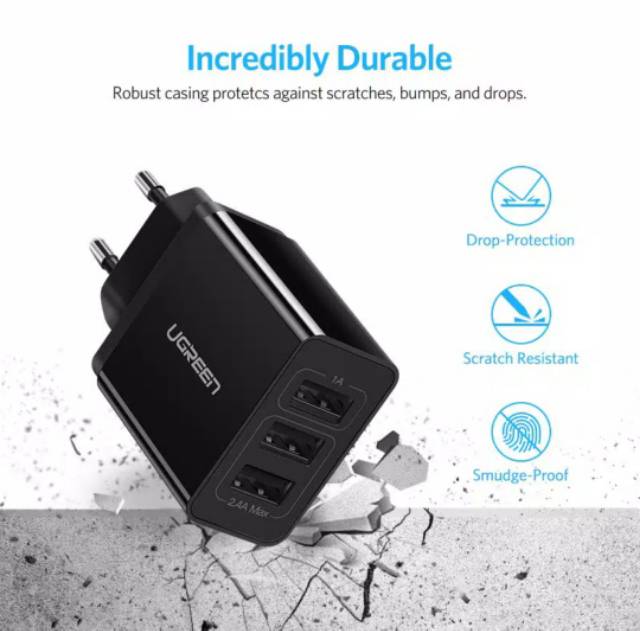 Ugreen Charger 3 ports 5v 3.1 A Travel Charger Ugreen 3.1A Original