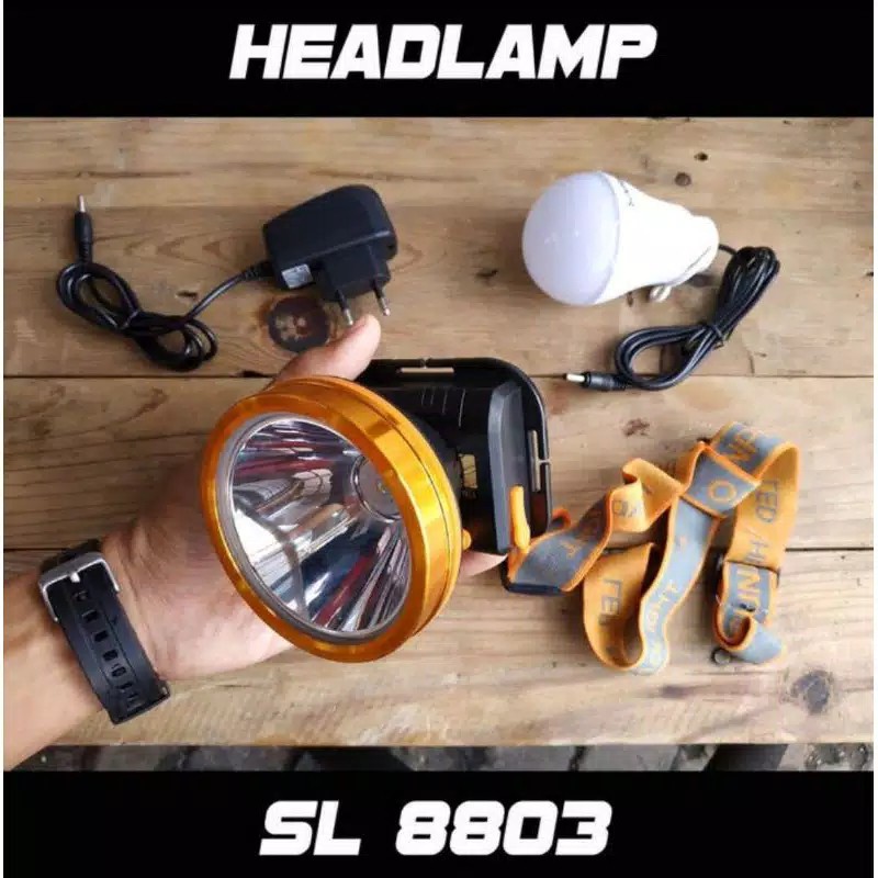 headlamp outdoor - Senter Kepala Cahaya Kuning free bohlam bisa carger ulang SUNPRO 10-15watt