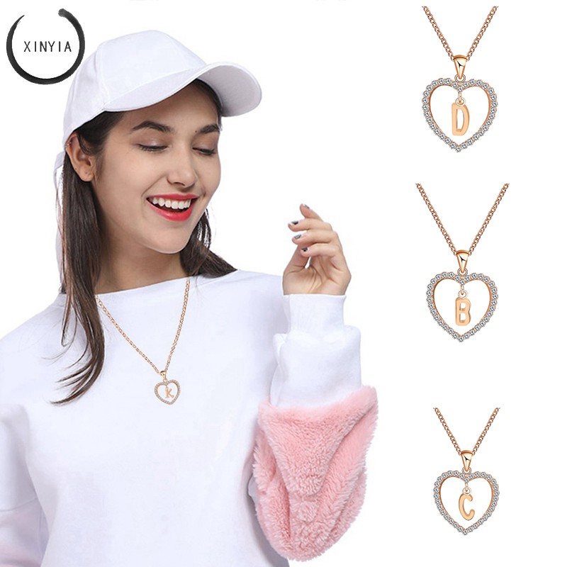 COD 26 Huruf Kalung Premium Titanium Kristal 18K Alfabet Liontin Untuk Wanita Gift