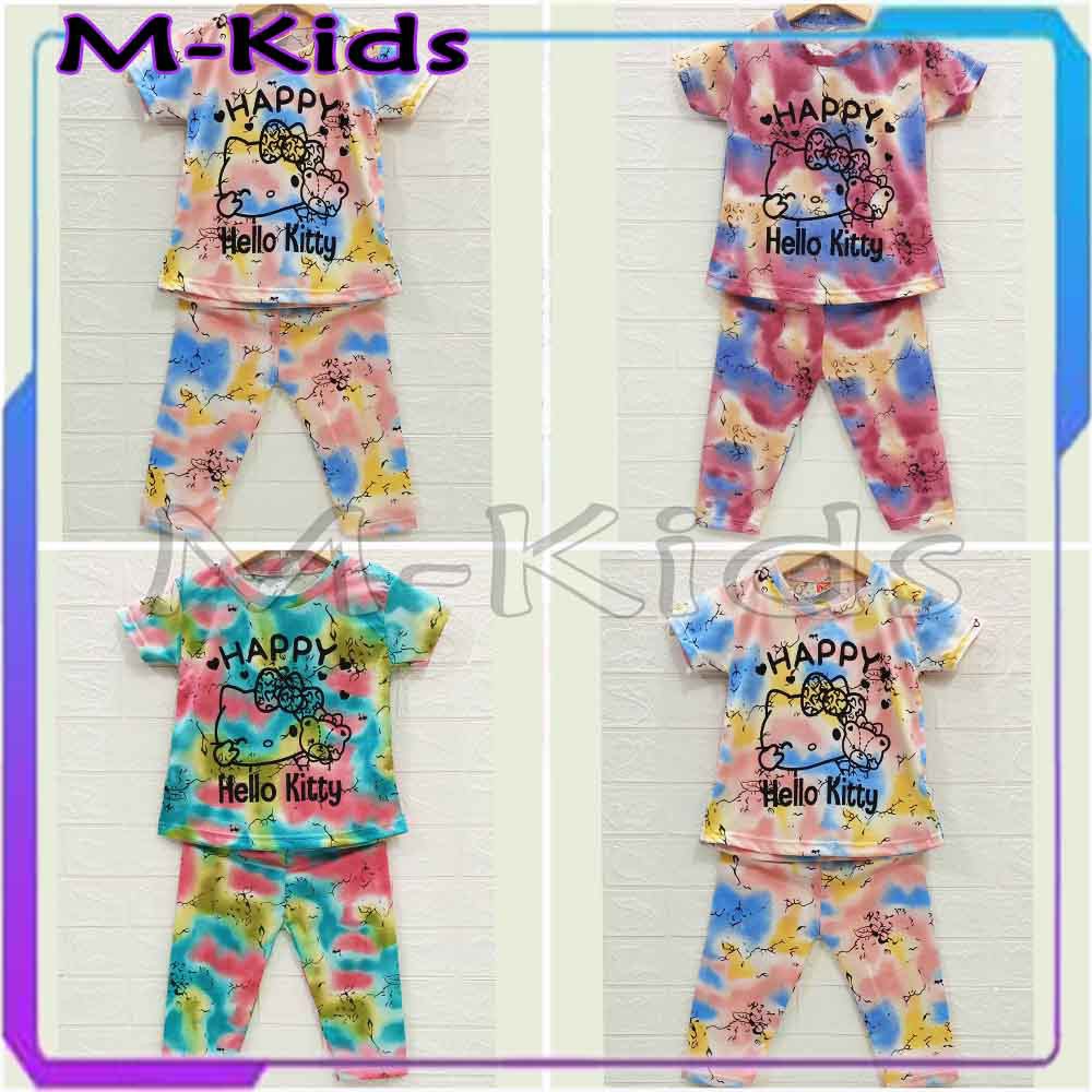 MKids88 - Baju Setelan CP Anak Perempuan Motif TieDye Gambar Hello Kitty