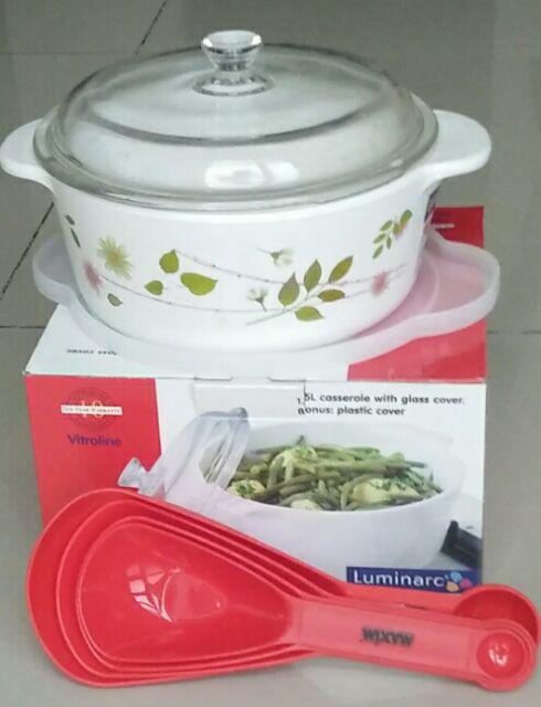Maxim Luminarc Aeria Panci Keramik Tahan Panas / Dingin 1.5l/18cm + Tutup Kaca